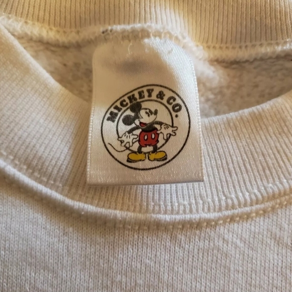 Vintage 90's Mickey & Co Sweatshirt Embroidered Mickey Mouse Sz Large White - Picture 3 of 4